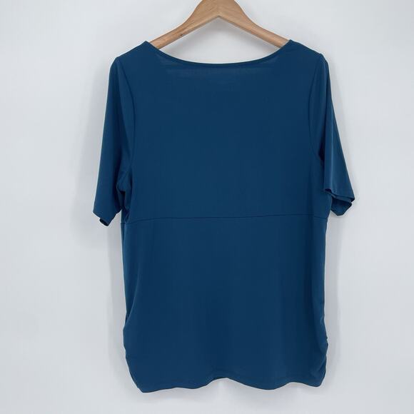 Lane Bryant Women's 2X 18/20 Teal Blue Faux Wrap Top Career Business Stretch - Picture 3 of 10